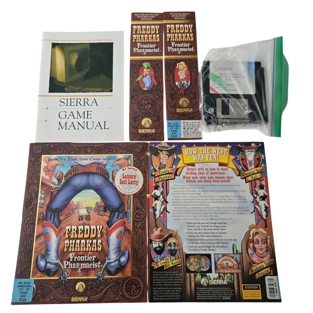 Freddy Pharkas Frontier Pharmacist PC 1993 Vintage Floppy Disks Sierra Al Lowe